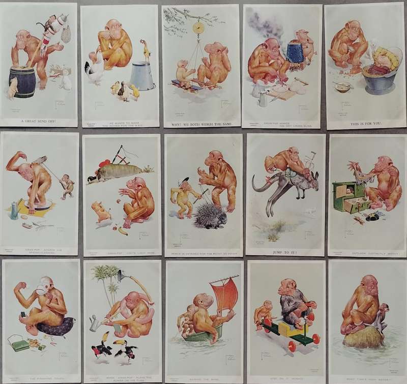 Unique postcard collection - Lawson Wood's "Gran-Pop" series (Valentine's Post Cards) x 80 cards