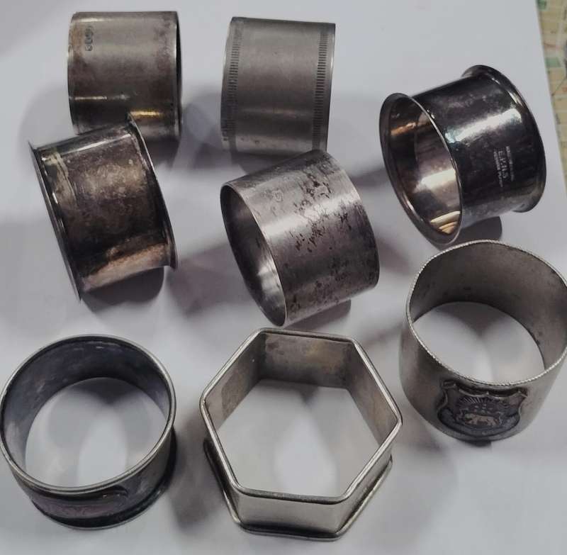 Selection of 8 EPSN napkin rings