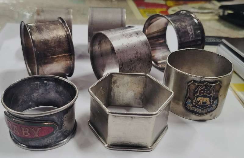 Selection of 8 EPSN napkin rings