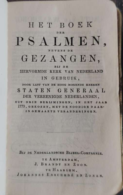 Small leather bound Psalmen Gezangen (Dutch song book)
