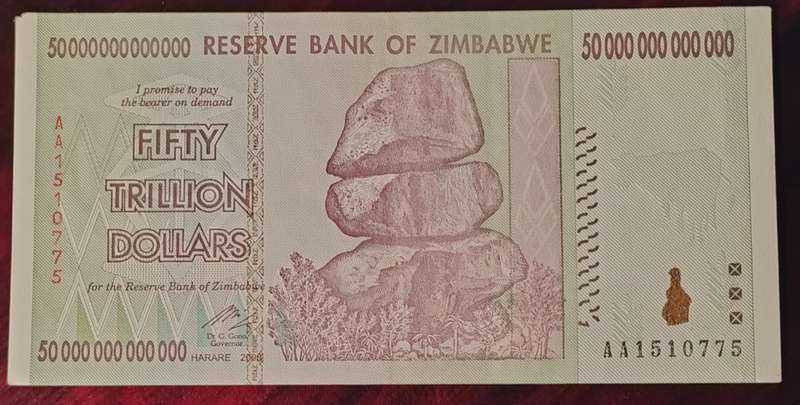 Zimbabwean 50 Trillion Dollar Note (2008)
