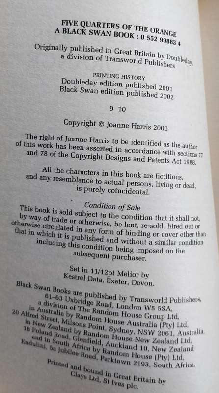 Five quarters of the orange (Harris 2002) - paperback