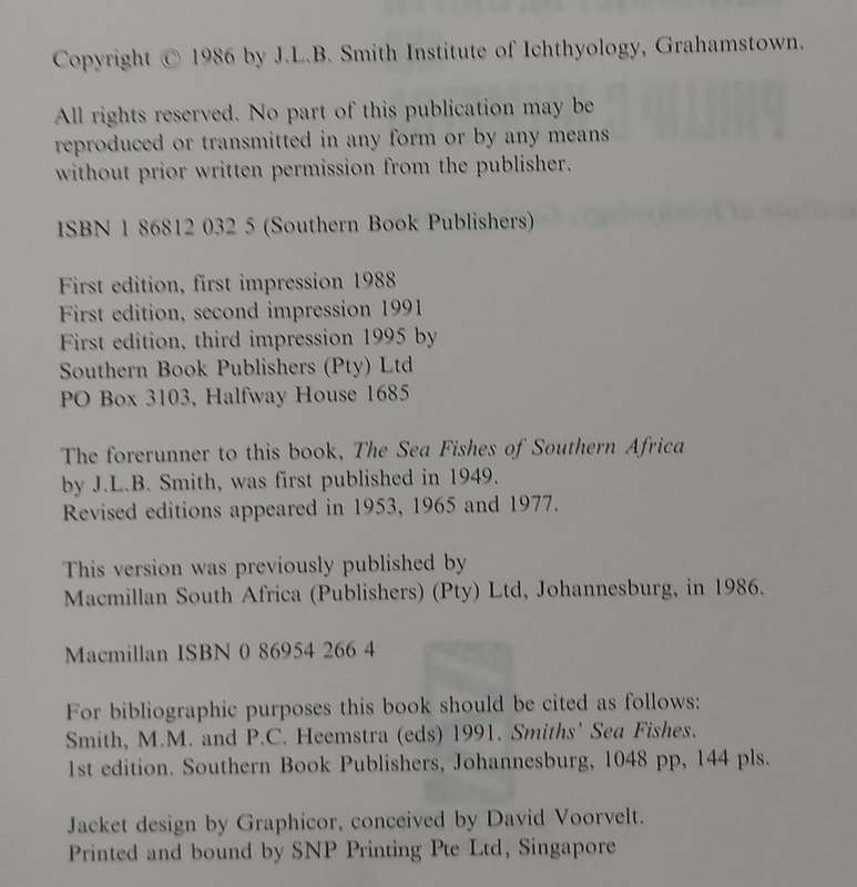 Smith's Sea fishes (Smith &Heemstra - 1995) - Third impression
