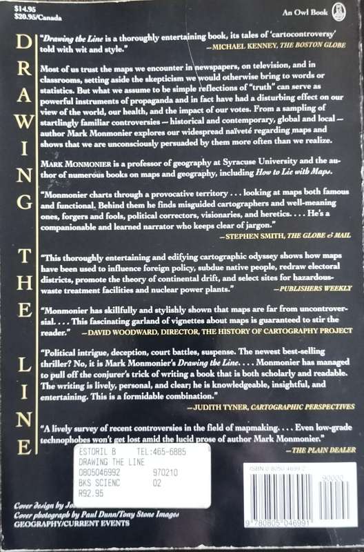Drawing the line - Tales of maps and cartocontroversy (Monmonier - 1996)