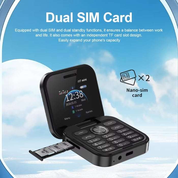Mini Flip i17 Pro Aka Mini Flip Phone 17 Pro - Blue