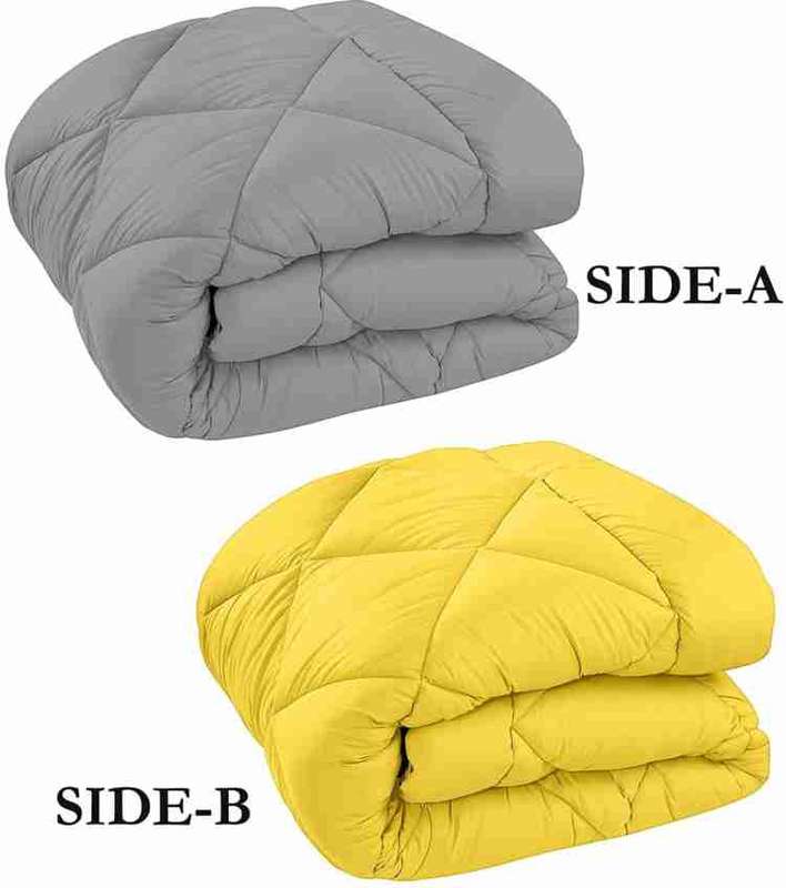 5pc Reversible Comforter Set Queen Yellow /Grey