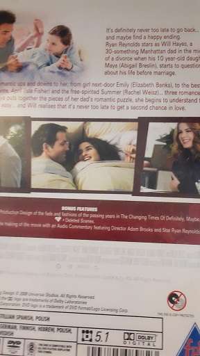 DVD Movie - Definitely Maybe , Ryan Reynolds  - good condition