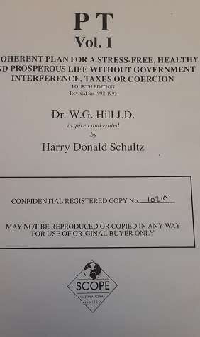 Books - P T  - A Coherent plan for stress free , healthy , prosperous life - Dr W G Hill J.D.