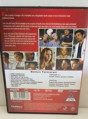 DVD Movie - Grey's Anatomy , Season four  5 disc set  -  17 episodes