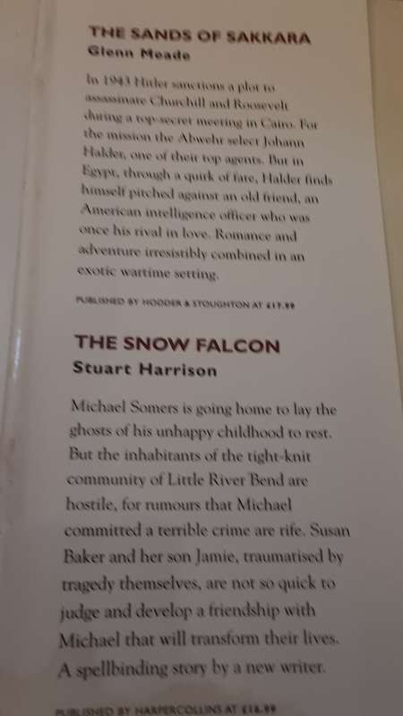 Books - Four condensed Books , Sands of Sakkara , Snow Falcon , Tripwire , Donor