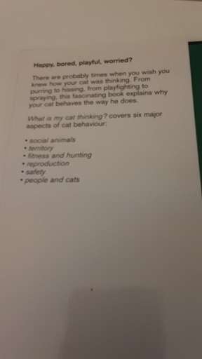 Book  : What is my Cat Thinking - Gwen Bailey