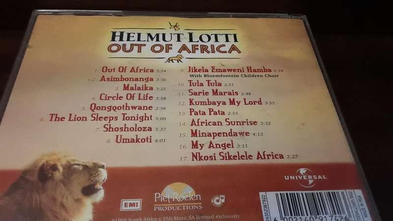 CD music  :  Helmut Lotti  , out of africa