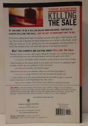 Books : Killing the Sale , 10 fatal mistakes salespeople make and how to avoid it