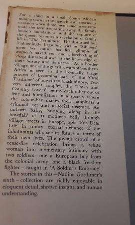 Books :    A Soldier's Embrace by Nadine Gordimer