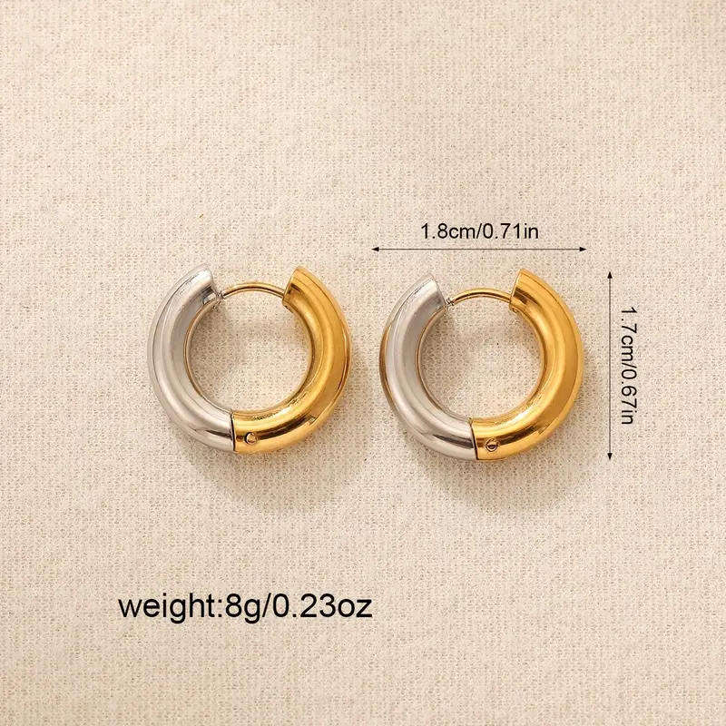 two tone stainless steel hoop earrings-fashion earrings for women-hypoallergenic nickel free earring