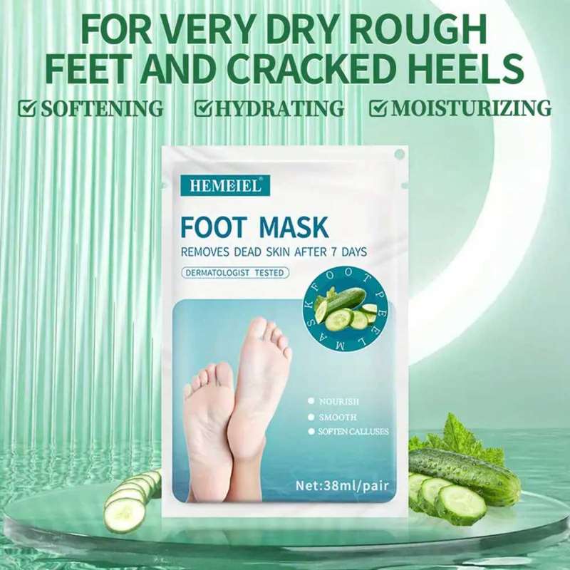 1 Pair cucumber exfoliation foot mask, 1 Pair foot peel mask for dry cracked feet