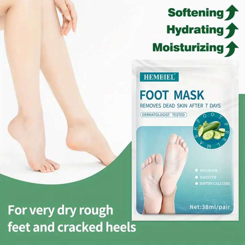 1 Pair cucumber exfoliation foot mask, 1 Pair foot peel mask for dry cracked feet