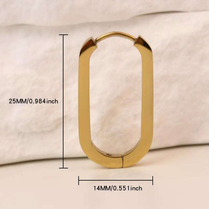 golden hoop earrings- U-shaped earrings- hypoallergenic stainless steel- womens fashion earrings- n