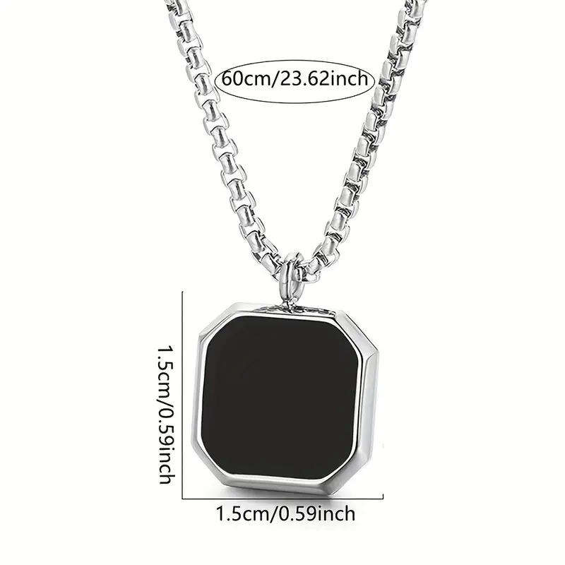 Stainless steel hexagon necklace- Men's black pendant chain  - Modern stainless steel jewellery