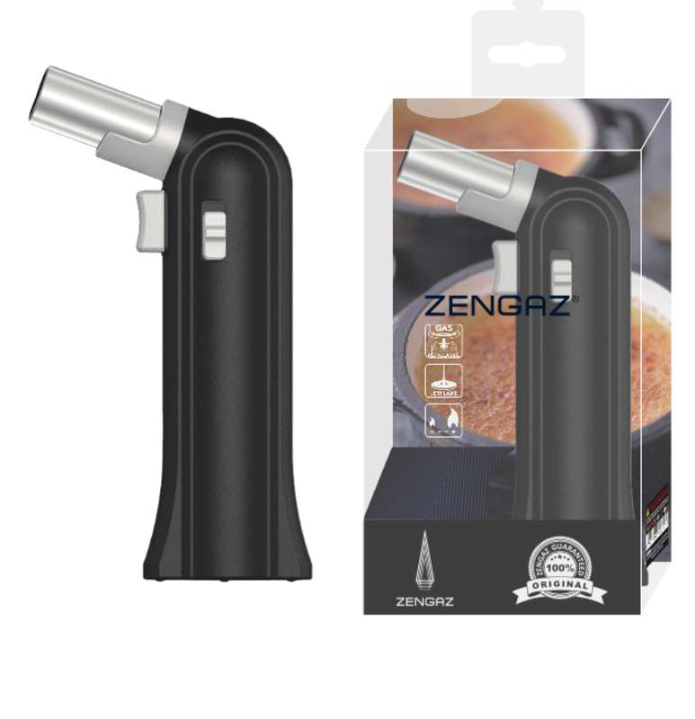 2 Pack Zengaz ZT-88 Torch Jet Brulee Burner Lighter -Black and White