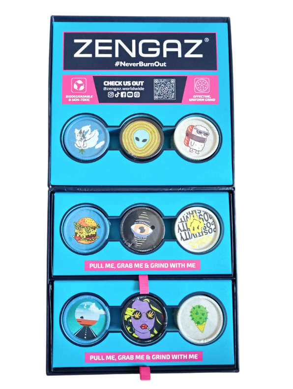 Zengaz Biodegradable Herb Grinder - 27 Pieces - Cube Display A
