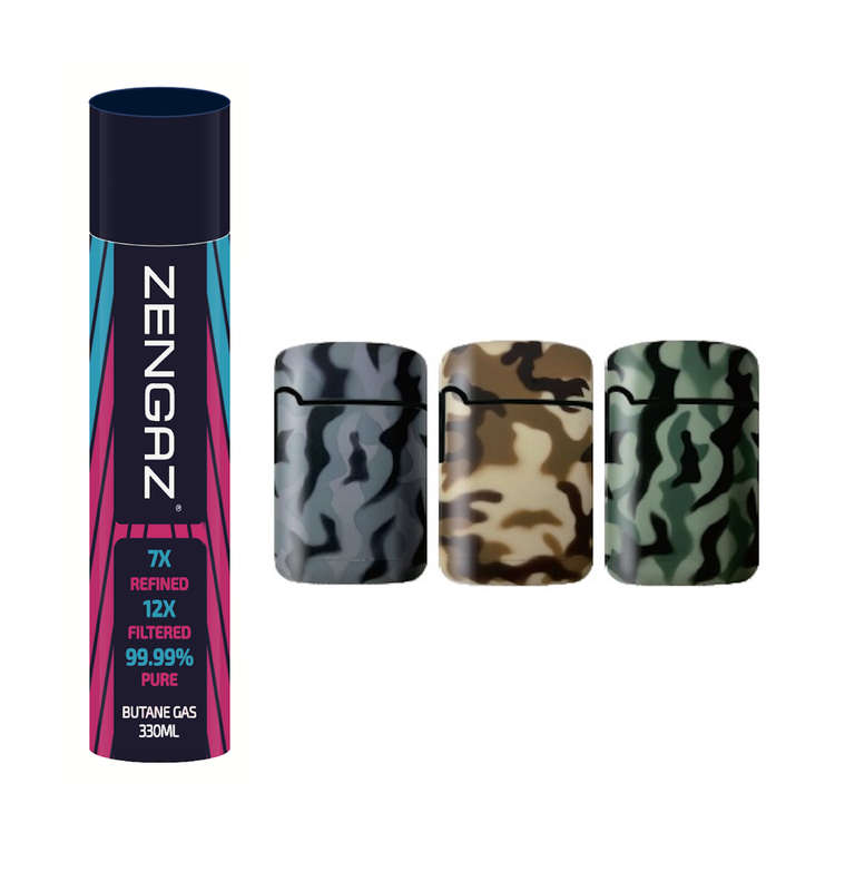 Zengaz ZL 3 Mega Jet Flame Lighter - Army 3Pack + 330ML Gas