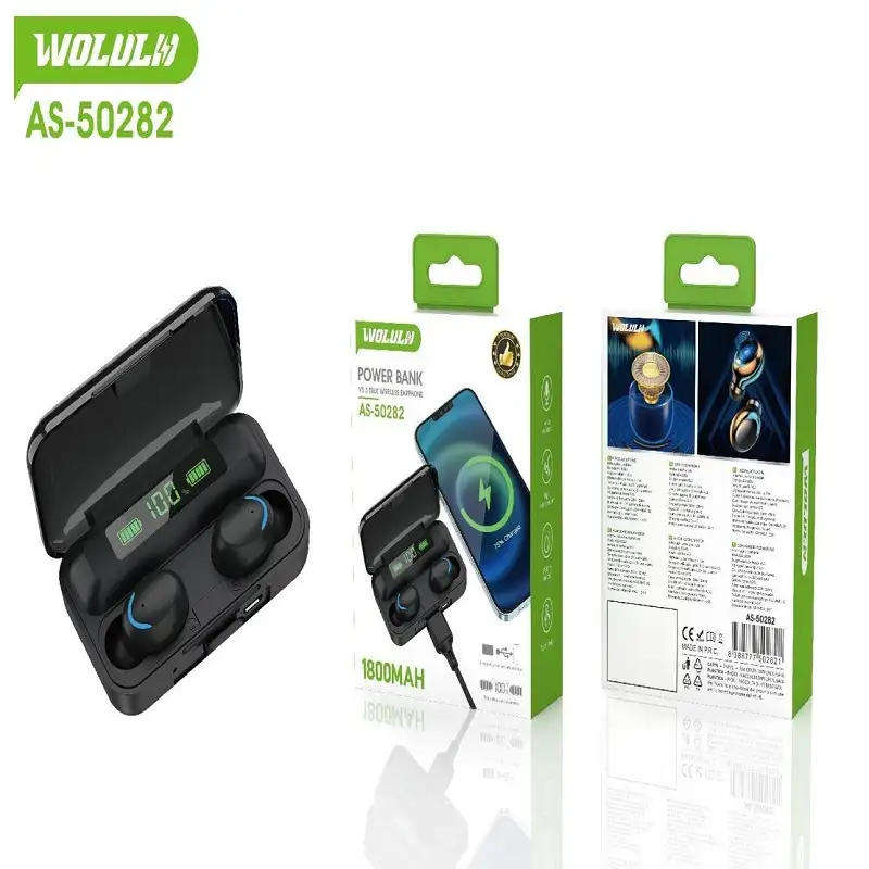 Wolulu As-50282 true wireless Bluetooth earphone 1800mah battery