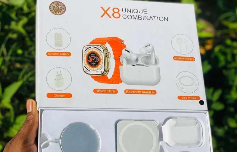 X8 SMART WATCH UNIQUE COMBINATION 5 in 1 Smart Watch With Battery Pack,Adapter,Cable,Magnetic Charge
