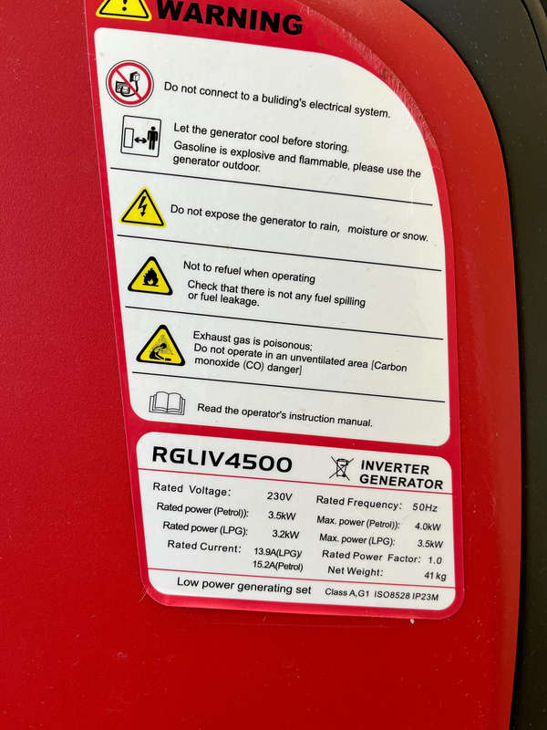 Red Rhino Dual Fuel Inverter Generator