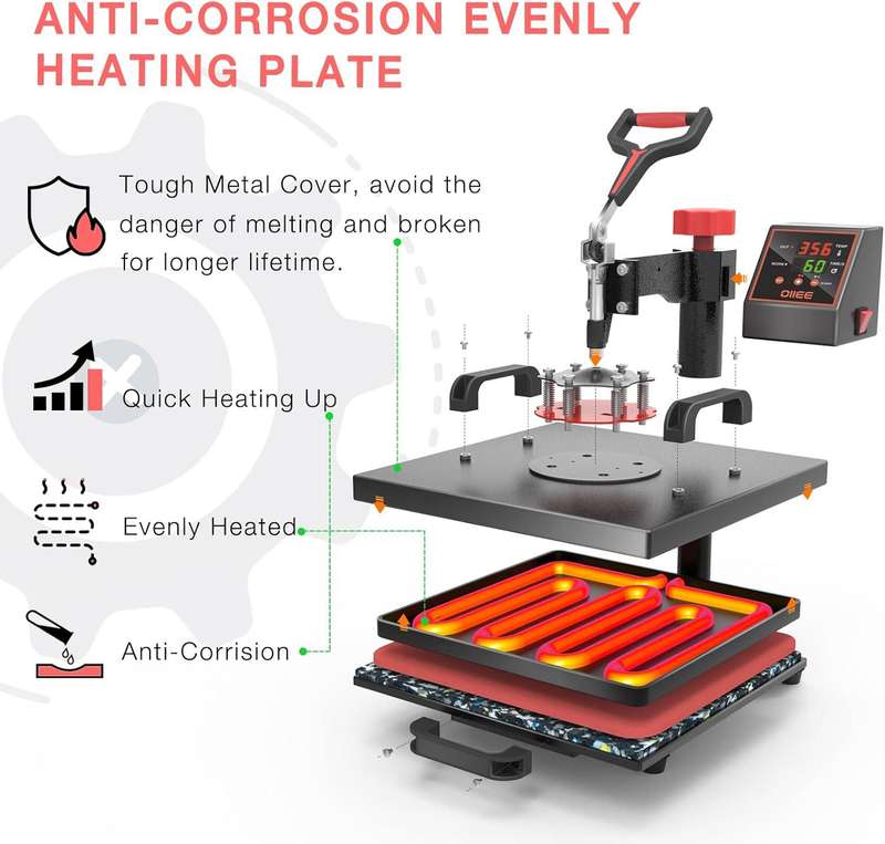 VEVOR 8 in 1 Heat Press Machine Combo with 30 OZ Tumbler Press & Hat Press 12x15 inch Heat Press