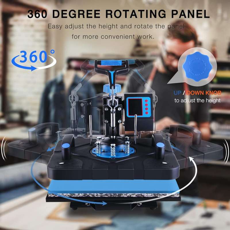 5 in 1 Heat Press Machine 38x38 Heat Transfer Machine 360-Degree Swing Away Multifunction Digital