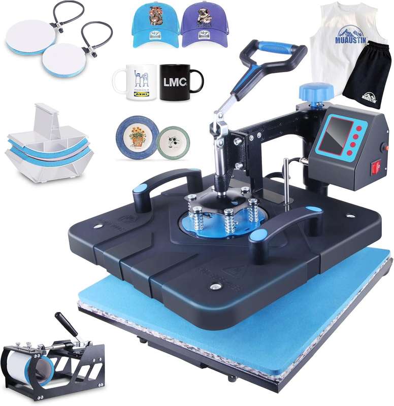 5 in 1 Heat Press Machine 38x38 Heat Transfer Machine 360-Degree Swing Away Multifunction Digital