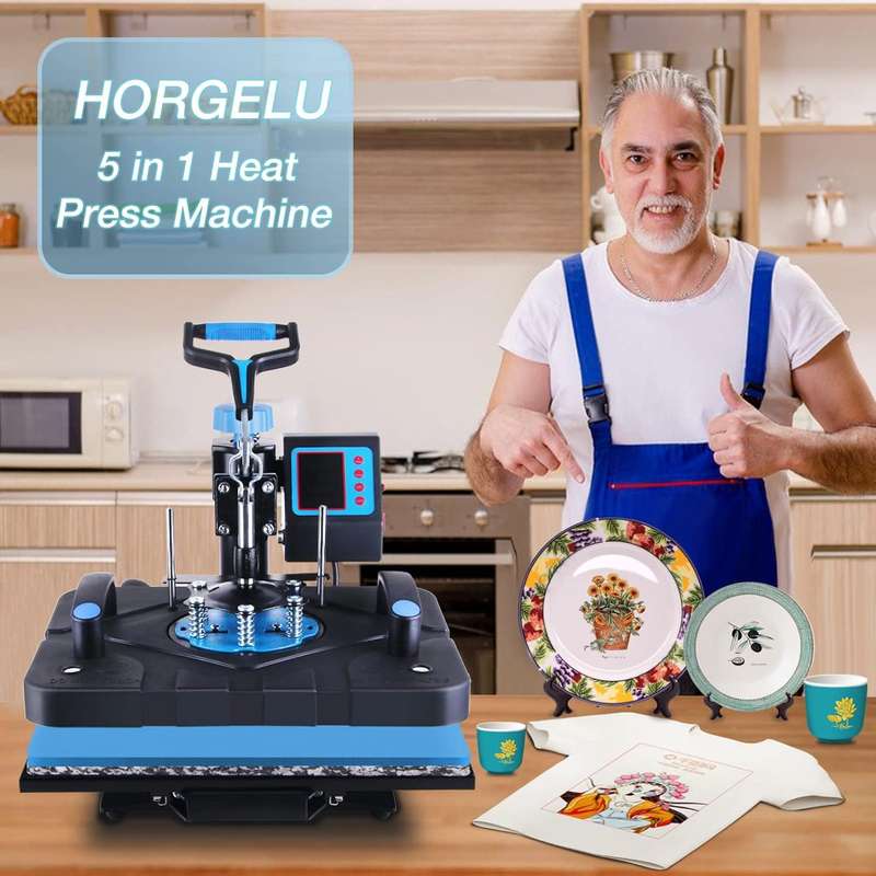 5 in 1 Heat Press Machine 38x38 Heat Transfer Machine 360-Degree Swing Away Multifunction Digital