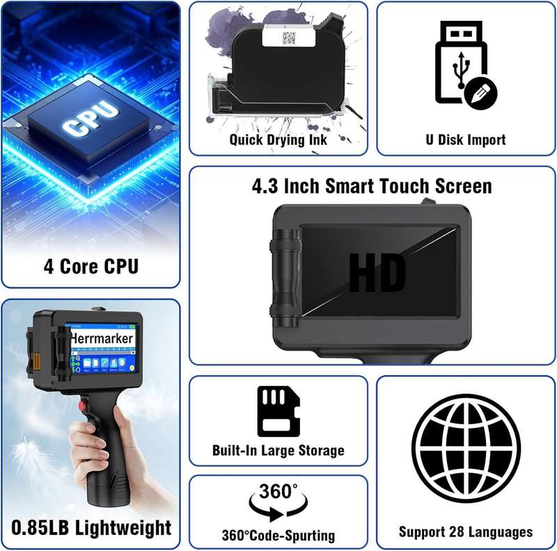 VEVOR-GoPrinter 12.7mm Handheld Printer  Complete Kit Cordless. Compact. Built for On-the-Go