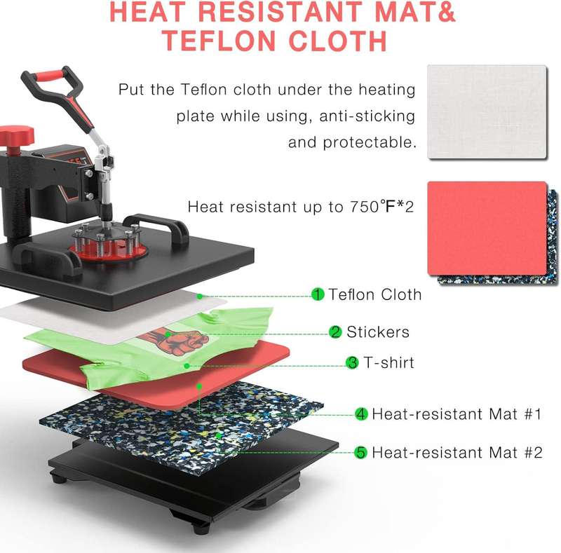 VEVOR 8 in 1 Heat Press Machine Combo with 30 OZ Tumbler Press & Hat Press 12x15 inch Heat Press