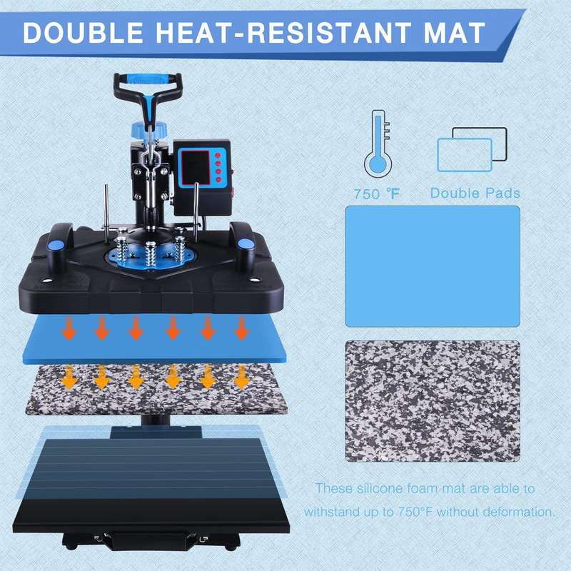 5 in 1 Heat Press Machine 38x38 Heat Transfer Machine 360-Degree Swing Away Multifunction Digital