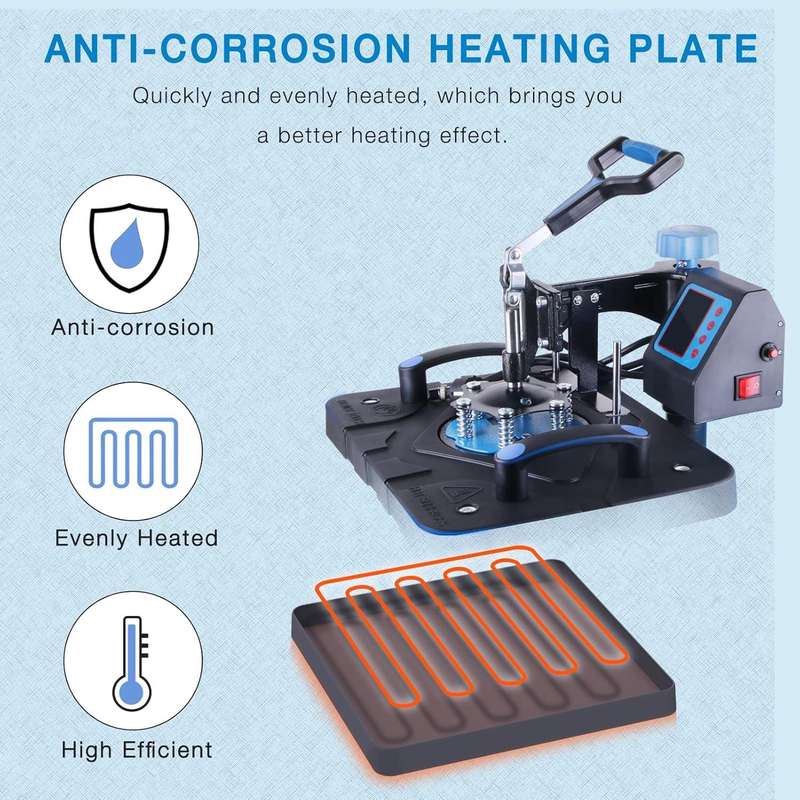 5 in 1 Heat Press Machine 38x38 Heat Transfer Machine 360-Degree Swing Away Multifunction Digital