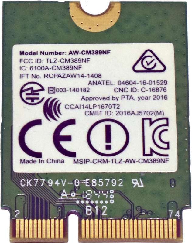 Dell AzureWave AW-CM389MA (0TX8NM) Dual Band Wi-Fi Adapter