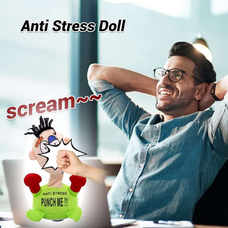 Anti-Stress Punch Me Screaming Doll  Funny Stress Relief Toy for Adults & Kids