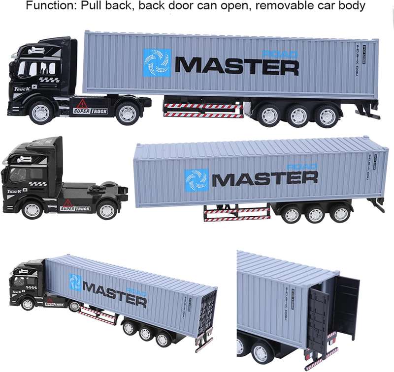 Die Cast Pull Back 1:48 Large Container Toy Truck (Grey)