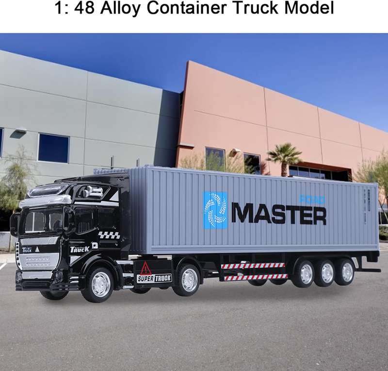 Die Cast Pull Back 1:48 Large Container Toy Truck (Grey)