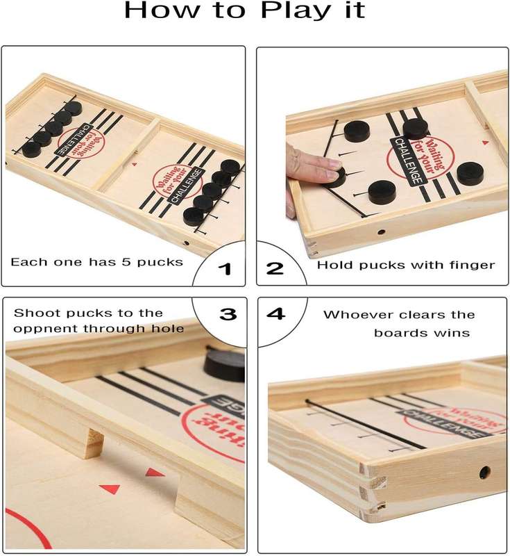 Fast Sling Puck Game  Wooden Board Game for Kids & Adults