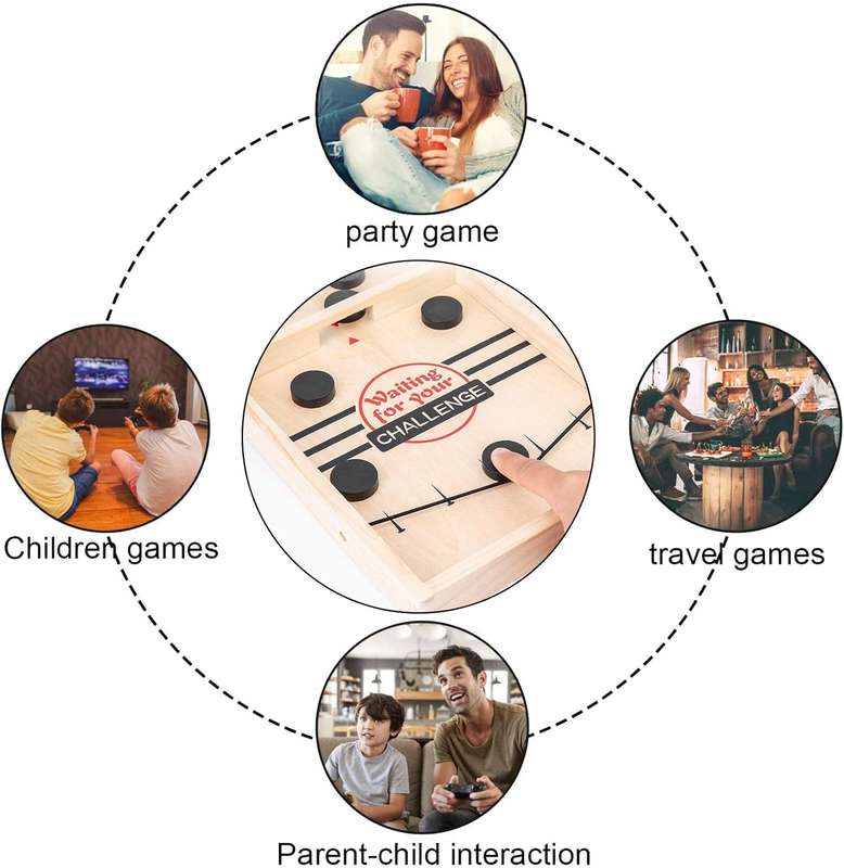 Fast Sling Puck Game  Wooden Board Game for Kids & Adults