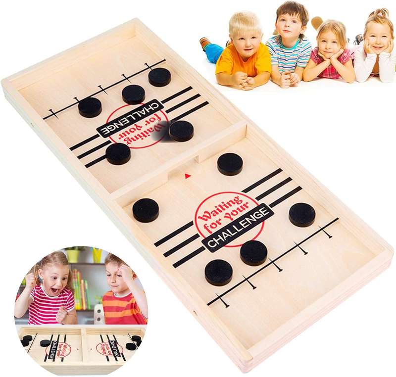 Fast Sling Puck Game  Wooden Board Game for Kids & Adults