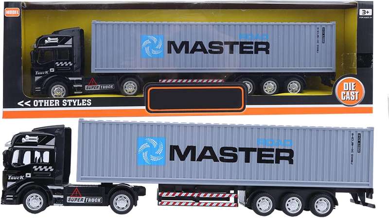 Die Cast Pull Back 1:48 Large Container Toy Truck (Grey)