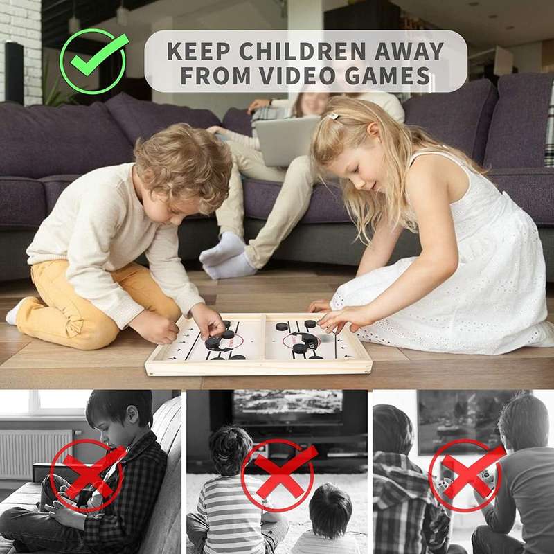 Fast Sling Puck Game  Wooden Board Game for Kids & Adults