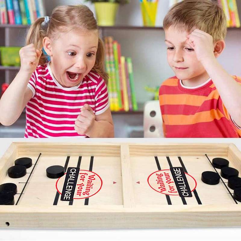 Fast Sling Puck Game  Wooden Board Game for Kids & Adults