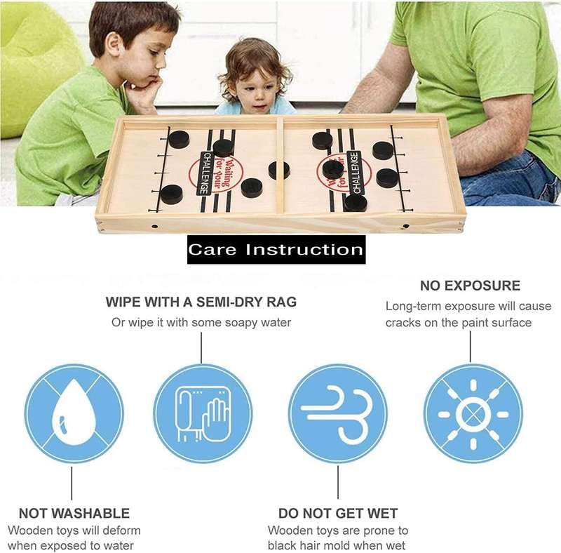 Fast Sling Puck Game  Wooden Board Game for Kids & Adults