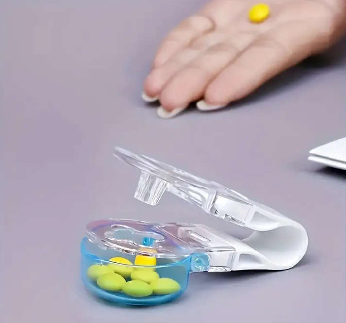 2-Pack Portable Pill Dispenser Cutter, Easy-to-Use Medication Tablet Splitter,  Pill Organizer