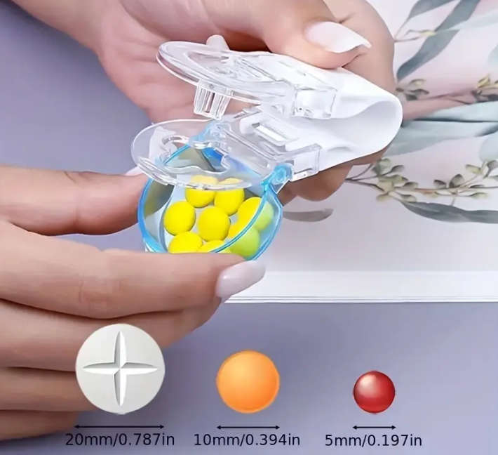 2-Pack Portable Pill Dispenser Cutter, Easy-to-Use Medication Tablet Splitter,  Pill Organizer